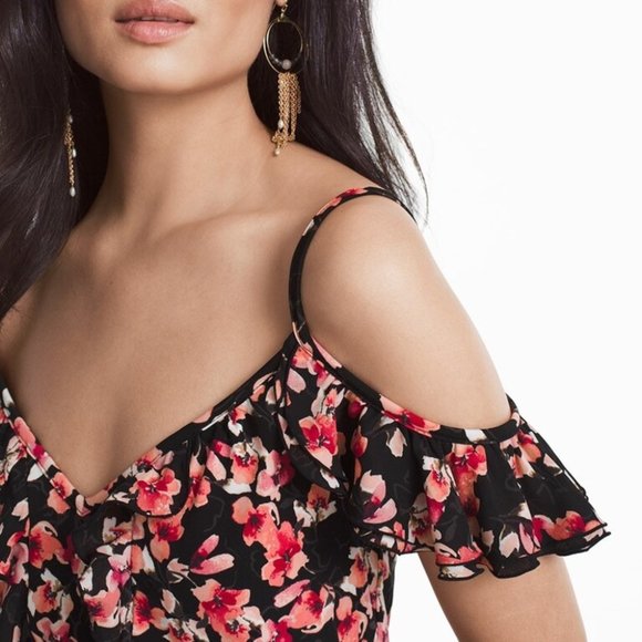 {WHBM} Cold Shoulder Floral Blouson Dress - Picture 2 of 10